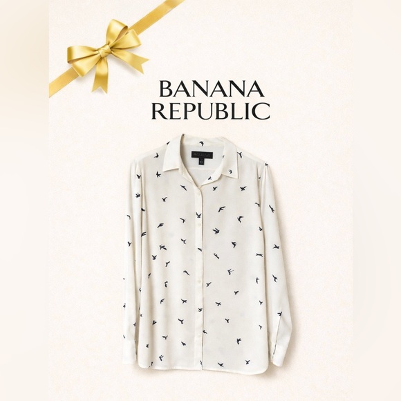 Banana Republic Tops - Banana Republic Cream Seagull Print Blouse